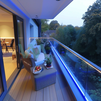 Système de balustrade en verre sans cadre avec éclairage LED moderne, profilé en U en aluminium pour balcon et escalier, verre trempé transparent