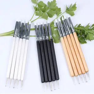 Sculpting Clay Tools 5pcs Dotting Tool Rubber Brushes 2 Way Silicone Carving für DIY Nail Art Craft Wax Pen