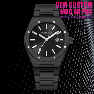 Reloj de Cuarzo Minimalista Luminoso a Prueba de Agua de 42 mm con Logotipo Personalizado, Negro 5A, para Hombre, Reloj de Lujo con Correa de Acero, Proveedor - Product Image 1