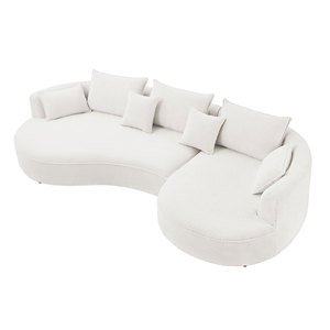 Canapé Moderne <span class=keywords><strong>Blanc</strong></span> Inclinable <span class=keywords><strong>Convertible</strong></span> Inclinable avec Forme Ingénieuse Revêtement en Tissu à Cadre en Métal pour Salon Hôtel Chambre à Coucher - Product Image 1