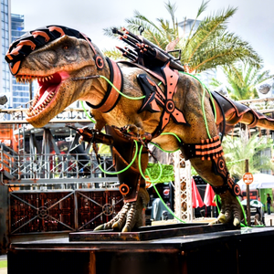 Realistico Indoor Animatronic dinosauro statua di grandi dimensioni in metallo mondo di dinosauro modello per centri commerciali avventura parchi aeroporti - Product Image 1