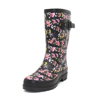 Bottes de pluie en caoutchouc naturel pour femmes, écologiques, imprimé floral, imperméables, mi-mollet, vente en gros d'usine, vente en vrac