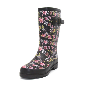 <span class=keywords><strong>Bottes</strong></span> de <span class=keywords><strong>pluie</strong></span> en caoutchouc naturel pour femmes, écologiques, imprimé floral, imperméables, mi-mollet, vente en gros d'usine, vente en vrac - Product Image 1