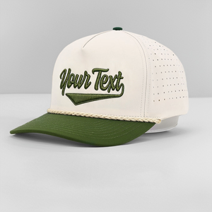 Casquette de golf et de camionneur unisexe à 5 panneaux, à visière plate, avec logo brodé personnalisé, sangle laser, perforations laser, séchage rapide et imperméable - Product Image 1