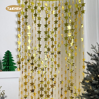 Rideaux à franges en feuille d'aluminium étoilée 1x2m, décors colorés en guirlandes PET pour anniversaire, Halloween, mariage, Nouvel An, fournitures de décoration murale pour fêtes