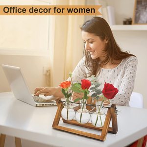 Aria pianta terrario idroponica piante desktop vetro fioriera bulbo vaso di vetro <span class=keywords><strong>con</strong></span> supporto in <span class=keywords><strong>legno</strong></span> stazione di propagazione - Product Image 4