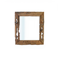 Miroir mural carré en bois rustique fait main, écologique, style antique vintage, personnalisable pour la décoration intérieure