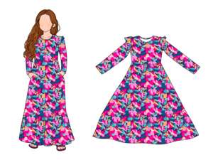 Oem בנות להתלבש ילדים שרוול ארוך צבע אחיד מזדמנים חולצת חולצת טריקו שמלת שמלת מקסי עם כיסים - Product Image 2