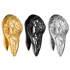 Booz Cool Skeleton Bird Head Stainless Steel Ear Piercing Jewelry Ear Hangers for Stretched Ears