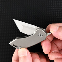 Couteau de poche pliant en alliage de titane avec ouvre-bouteille, lame Tanto, mini porte-clés, couteau EDC avec boîte cadeau