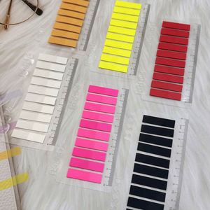 สติ๊กเกอร์ติดโน้ตหลากสีสะดุดตา PET พร้อมไม้บรรทัด 200 แผ่น/ชุด แถบดัชนีสีทึบโปร่งใส จำเป็นต้องมี - Product Image 1