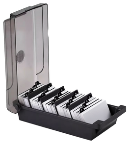 JIELISI - Organizador de Plástico para Tarjetas con Tapa Translúcida, 500 Unidades, Estuches para Tarjetas de Visita, Negro Gris, 240x120x75MM, Tamaño Carta - Product Image 1