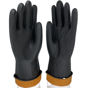 <span class=keywords><strong>EN388</strong></span> ağır sanayi kimyasal dayanıklı alerjik olmayan yeniden takviyeli kalın doğal lateks kauçuk eldiven - Product Image 1