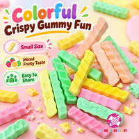 Bonbons gélifiés croquants en forme de frites, saveur fruitée, coque croustillante, texture moelleuse, pour fêtes et collations, vente en gros