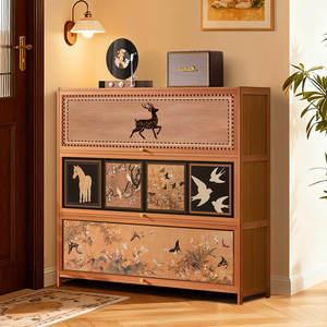 Vintage-style <b>shoe</b> cabinet, integrated home <b>shoe</b> <b>rack</b>, simple and <b>large</b>-capacity floor-standing living room entryway storage - Product Image 4