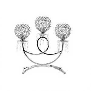 Hot Selling Silver Metal & Crystal <b>Candle</b> Holder Beautiful Crystal <b>Ball</b> <b>Candle</b> Holder for Wedding Parties & Events Decoration - Product Image 1