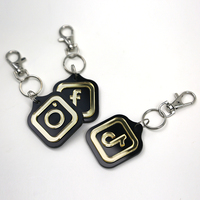 Étiquette RFID en acrylique dorée 13,56 MHz, code QR réinscriptible, porte-clés NFC en acrylique pour entreprise