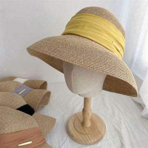 Wholesale Female <b>Straw</b> <b>Hat</b> With Satin Ribbon Breathable Fisherman Round Top Bowler <b>Hat</b> Foldable <b>Straw</b> Beach Sun <b>Hat</b> - Product Image 1