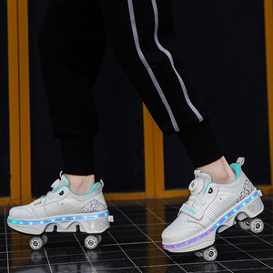 Roller Shoes With Flashing Lights 33-40 Size Double Row Wheels For Kids - Product Image 2