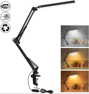 Lampe de bureau moderne à bras articulé 12,5 W DC USB avec pince en alliage, éclairage LED protecteur des yeux, abat-jour <span class=keywords><strong>blanc</strong></span> pour salle de lecture, en métal - Product Image 5