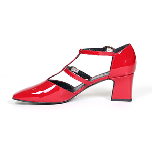 <span class=keywords><strong>Talon</strong></span> moyen En Cuir Verni Rouge Rétro T-strap Mary Jane Lolita Chaussures Femmes Pompes Habillées - Product Image 3
