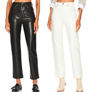 กางเกงหนังทรงขาบานแบบเรียบสำหรับผู้หญิง คุณภาพสูง ออกแบบแฟชั่นตามสั่ง ขายส่ง - Product Image 1