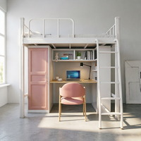Lit superposé robuste en acier avec bureau d'ordinateur et étagère pour usage domestique ou de bureau