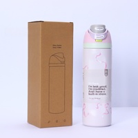 Gobelet de voyage isotherme à double paroi en acier inoxydable de 24 oz, anti-fuite, sans BPA, écologique, avec paille rabattable, pour blocs de couleur