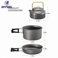 Ensemble de trois casseroles pour le camping, ustensiles de cuisine d'extérieur, support de guidon lumineux, ustensiles de camping, outil de camping