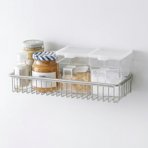 Moderno Estante de Especias de Acero Inoxidable de un Solo Nivel para Montar en la Pared, Organizador de Cocina para Frascos de Condimentos y Almacenamiento de Utensilios de Cocina - Product Image 1
