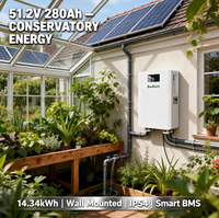 Baterai Lithium Ion 14kWh 48V 51.2V 280Ah untuk Sistem Tenaga Surya Off Grid, Terpasang di Dinding dengan Roda