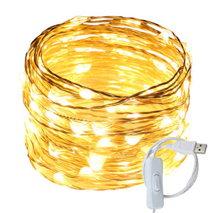 2/3/5/10/15/20m LED fil de cuivre <span class=keywords><strong>guirlande</strong></span> <span class=keywords><strong>lumineuse</strong></span> USB Plug-in <span class=keywords><strong>avec</strong></span> <span class=keywords><strong>interrupteur</strong></span> 304 blanc chaud blanc pour la décoration de mariage - Product Image 2