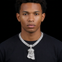 Pendentif Tête de Jésus en Strass, Chaîne Cubaine Iced Out, Bijoux de Mode Hip Hop Streetwear Audacieux pour Hommes, Vente en Gros, Collier pour Hommes