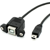 Cable de Impresora USB 2.0 B Hembra de Montaje en Panel a Mini USB de 5 Pines