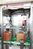 Machine de remplissage et de bouchage automatique pour bouteilles en plastique HDPE fluoré de 20 L, destinées aux pesticides, barils, produits chimiques, solvants organiques linéaires