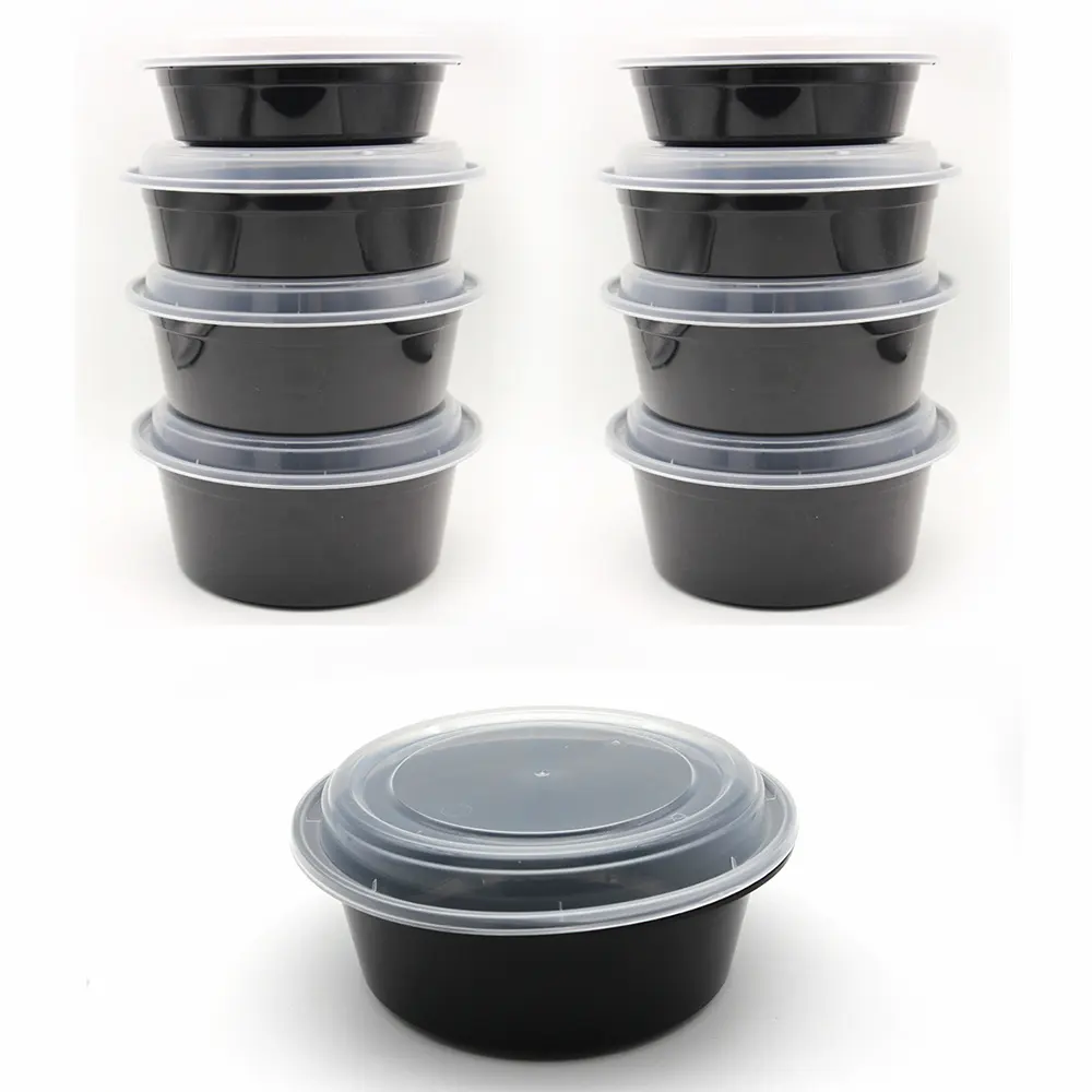 Microwavable Take Out Soup Bowl Fast Food Disposable Plastic Round Food Containers With Lids