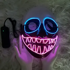 EL Topeng Cosplay Seri Menakutkan, Topeng Penuh Warna dengan Kecerahan Led Neon untuk Halloween