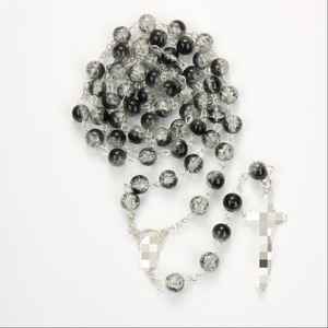 Collier de perles bleu, noir, bordeaux, forme de boule florale, pendentif en chaîne argentée, accessoire de bijoux à la mode - Product Image 4