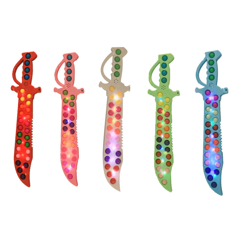 2022 Лидер продаж новый стиль светодиодный Рыцарь Меч игрушка поп-пузыри сенсорные непоседы игрушки с музыкой для детей