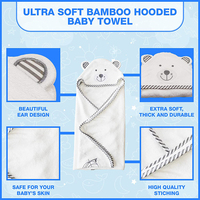 Toalla de Baño con Capucha de Bambú Absorbente y Ecológica para Bebés, Secado Rápido, Antimicrobiana, Estampado Animal, 90x90cm, Tejida, para Uso en el Baño Infantil