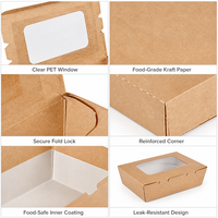 Boîte d'emballage jetable en papier couché biodégradable pour salades et plats à emporter avec fenêtre – Vente en gros
