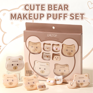 Set di spugnette per il trucco LMLTOP Little Bear 8 in 1, spugnette morbide in floccato, utilizzabili sia a secco che a umido, di diverse dimensioni, per fondotinta e cipria. - Product Image 1