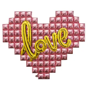 최신 사랑 작은 사각형 심장 배경 벽 알루미늄 필름 풍선 웨딩 생일 파티 장식