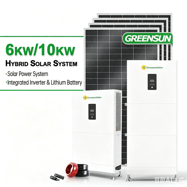 Greensun Complete Single Phase 6kW 11KW 10kWh 20KWH Solar Kit All in One Inverter Battery Unit for Residential Energy Storage