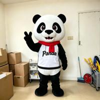 Costume de Mascotte Panda Géant en Peluche Shengye Toy Factory avec Nœud Rose pour Événements d'Entreprise, Publicité et Décoration de Fêtes