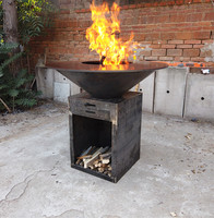 Brasero de jardin en acier corten, barbecue extérieur, barbecue au charbon de bois pour jardin, barbecue en acier corten rouillé pour extérieur