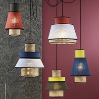 Lustre moderne en rotin de style japonais pour la maison avec base E26 pour le salon, l'hôtel et le restaurant