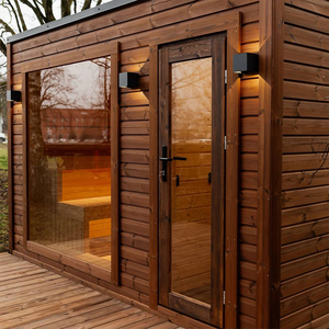 Sauna extérieur carré en bois de cèdre rouge massif de qualité supérieure, sauna traditionnel à vapeur humide pour villa résidentielle ou commerciale - Product Image 3