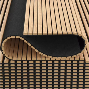 3D trang trí gỗ Veneer Acoustic tường Bảng điều khiển linh hoạt cong gỗ slat MDF bảng cách âm akupanel - Product Image 2
