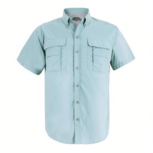 Marque privée personnalisée chemises de pêche boutonnées pour hommes chemises de protection solaire imperméables à manches longues en nylon tactique à séchage rapide - Product Image 1